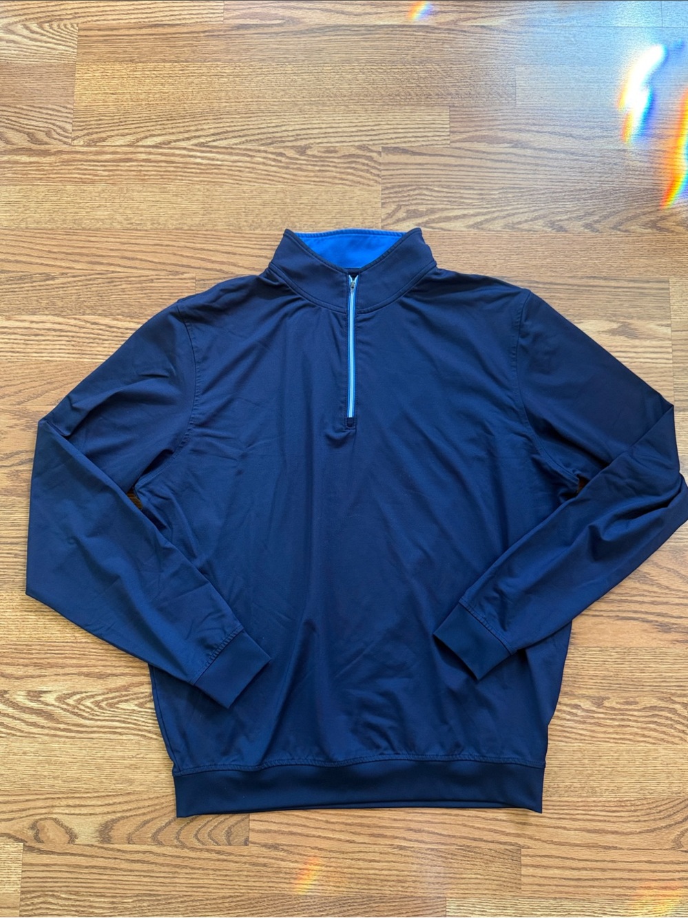 FootJoy Men’s Quarter-Zip Pullover in Navy with Light Blue Trim